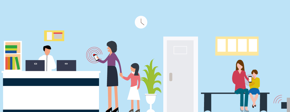 Face-Cubeが他の遠隔診断アプリと⼤きく違う来院受付システム